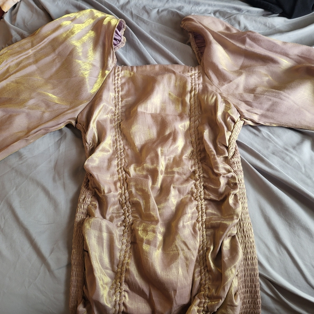 Bodycon long sleeve champagne dress